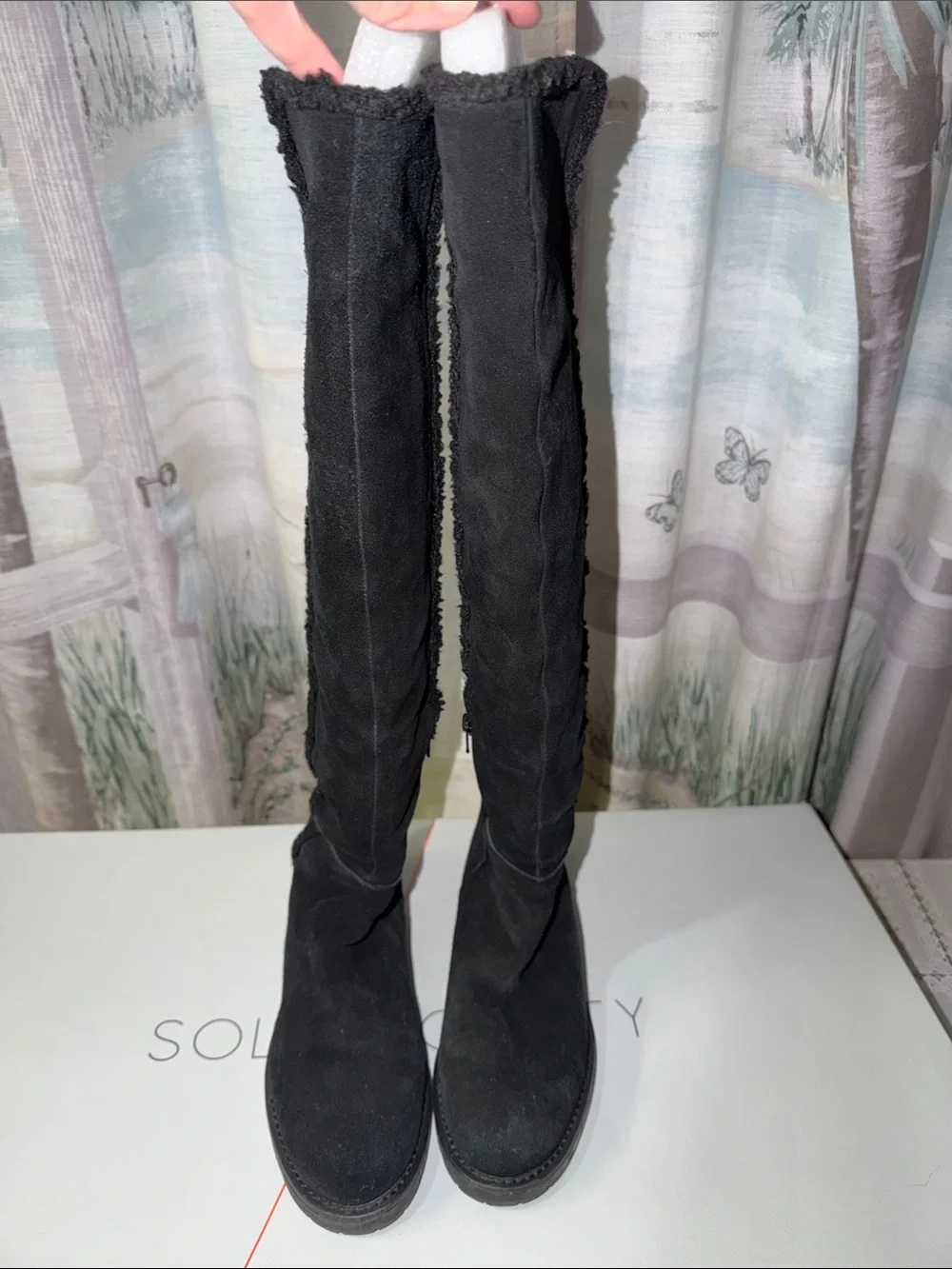 Sole Society Black Suede Over-the-Knee Boot